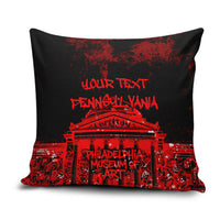 Personalized Pennsylvania Philadelphia Museum Of Art Pillow Cover Red Grunge Paint Splatter Graphic