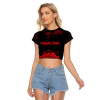 Personalized Pennsylvania Philadelphia Museum Of Art Raglan Cropped T Shirt Red Grunge Paint Splatter Graphic