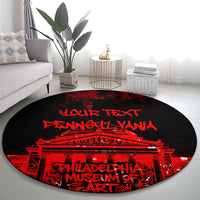 Personalized Pennsylvania Philadelphia Museum Of Art Round Carpet Red Grunge Paint Splatter Graphic