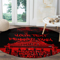 Personalized Pennsylvania Philadelphia Museum Of Art Round Carpet Red Grunge Paint Splatter Graphic