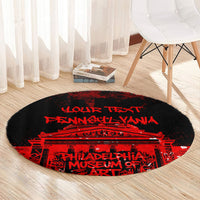 Personalized Pennsylvania Philadelphia Museum Of Art Round Carpet Red Grunge Paint Splatter Graphic