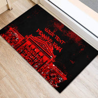 Personalized Pennsylvania Philadelphia Museum Of Art Rubber Doormat Red Grunge Paint Splatter Graphic