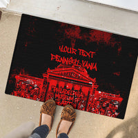 Personalized Pennsylvania Philadelphia Museum Of Art Rubber Doormat Red Grunge Paint Splatter Graphic