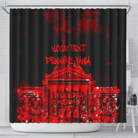 Personalized Pennsylvania Philadelphia Museum Of Art Shower Curtain Red Grunge Paint Splatter Graphic