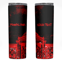 Personalized Pennsylvania Philadelphia Museum Of Art Skinny Tumbler Red Grunge Paint Splatter Graphic