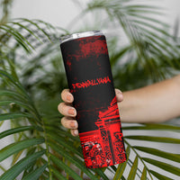 Personalized Pennsylvania Philadelphia Museum Of Art Skinny Tumbler Red Grunge Paint Splatter Graphic