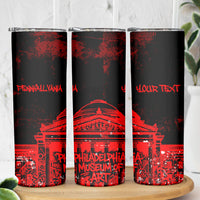Personalized Pennsylvania Philadelphia Museum Of Art Skinny Tumbler Red Grunge Paint Splatter Graphic