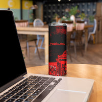 Personalized Pennsylvania Philadelphia Museum Of Art Skinny Tumbler Red Grunge Paint Splatter Graphic