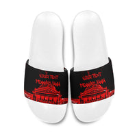 Personalized Pennsylvania Philadelphia Museum Of Art Slide Sandals Red Grunge Paint Splatter Graphic