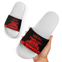 Personalized Pennsylvania Philadelphia Museum Of Art Slide Sandals Red Grunge Paint Splatter Graphic