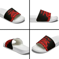 Personalized Pennsylvania Philadelphia Museum Of Art Slide Sandals Red Grunge Paint Splatter Graphic