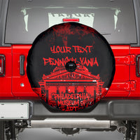 Personalized Pennsylvania Philadelphia Museum Of Art Spare Tire Cover Red Grunge Paint Splatter Graphic