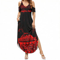 Personalized Pennsylvania Philadelphia Museum Of Art Summer Maxi Dress Red Grunge Paint Splatter Graphic