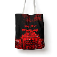 Personalized Pennsylvania Philadelphia Museum Of Art Tote Bag Red Grunge Paint Splatter Graphic