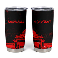 Personalized Pennsylvania Philadelphia Museum Of Art Tumbler Cup Red Grunge Paint Splatter Graphic