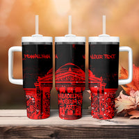 Personalized Pennsylvania Philadelphia Museum Of Art Tumbler With Handle Red Grunge Paint Splatter Graphic