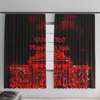 Personalized Pennsylvania Philadelphia Museum Of Art Window Curtain Red Grunge Paint Splatter Graphic