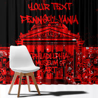 Personalized Pennsylvania Philadelphia Museum Of Art Window Curtain Red Grunge Paint Splatter Graphic