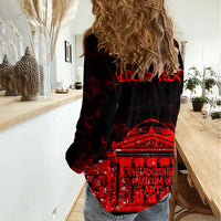 Personalized Pennsylvania Philadelphia Museum Of Art Women Casual Shirt Red Grunge Paint Splatter Graphic