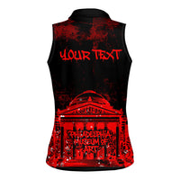 Personalized Pennsylvania Philadelphia Museum Of Art Women Sleeveless Polo Shirt Red Grunge Paint Splatter Graphic
