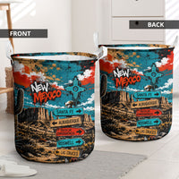 New Mexico Desert Road Sign Laundry Basket Zia Symbol Grunge Paint Splatter Travel Graphic