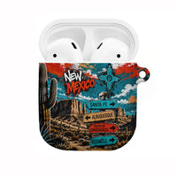 New Mexico Desert Road Sign AirPods Case Zia Symbol Grunge Paint Splatter Travel Graphic