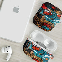 New Mexico Desert Road Sign AirPods Case Zia Symbol Grunge Paint Splatter Travel Graphic