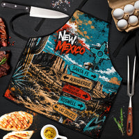 New Mexico Desert Road Sign Apron Zia Symbol Grunge Paint Splatter Travel Graphic