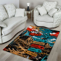 New Mexico Desert Road Sign Area Rug Zia Symbol Grunge Paint Splatter Travel Graphic