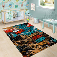 New Mexico Desert Road Sign Area Rug Zia Symbol Grunge Paint Splatter Travel Graphic