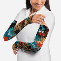 New Mexico Desert Road Sign Arm Sleeves Zia Symbol Grunge Paint Splatter Travel Graphic