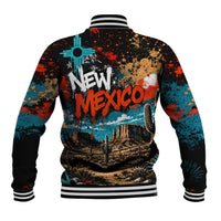New Mexico Desert Road Sign Baseball Jacket Zia Symbol Grunge Paint Splatter Travel Graphic