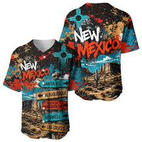 New Mexico Desert Road Sign Baseball Jersey Zia Symbol Grunge Paint Splatter Travel Graphic