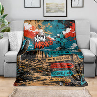 New Mexico Desert Road Sign Blanket Zia Symbol Grunge Paint Splatter Travel Graphic