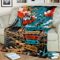 New Mexico Desert Road Sign Blanket Zia Symbol Grunge Paint Splatter Travel Graphic