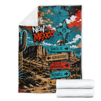 New Mexico Desert Road Sign Blanket Zia Symbol Grunge Paint Splatter Travel Graphic