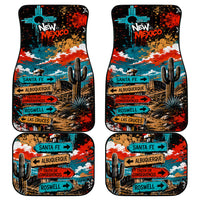 New Mexico Desert Road Sign Car Mats Zia Symbol Grunge Paint Splatter Travel Graphic