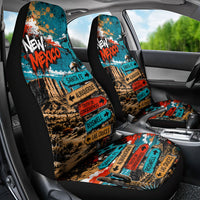 New Mexico Desert Road Sign Car Seat Cover Zia Symbol Grunge Paint Splatter Travel Graphic