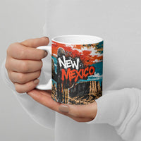 New Mexico Desert Road Sign Ceramic Mug Zia Symbol Grunge Paint Splatter Travel Graphic