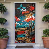 New Mexico Desert Road Sign Door Cover Zia Symbol Grunge Paint Splatter Travel Graphic