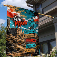 New Mexico Desert Road Sign Garden Flag Zia Symbol Grunge Paint Splatter Travel Graphic