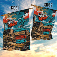New Mexico Desert Road Sign Garden Flag Zia Symbol Grunge Paint Splatter Travel Graphic