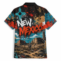 New Mexico Desert Road Sign Hawaiian Shirt Zia Symbol Grunge Paint Splatter Travel Graphic