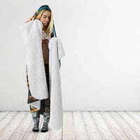 New Mexico Desert Road Sign Hooded Blanket Zia Symbol Grunge Paint Splatter Travel Graphic
