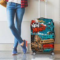 New Mexico Desert Road Sign Luggage Cover Zia Symbol Grunge Paint Splatter Travel Graphic