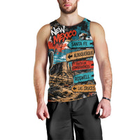 New Mexico Desert Road Sign Men Tank Top Zia Symbol Grunge Paint Splatter Travel Graphic