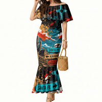 New Mexico Desert Road Sign Mermaid Dress Zia Symbol Grunge Paint Splatter Travel Graphic
