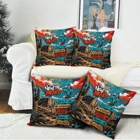 New Mexico Desert Road Sign Pillow Cover Zia Symbol Grunge Paint Splatter Travel Graphic