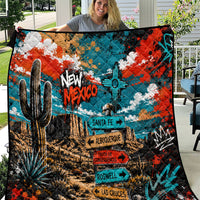 New Mexico Desert Road Sign Quilt Zia Symbol Grunge Paint Splatter Travel Graphic