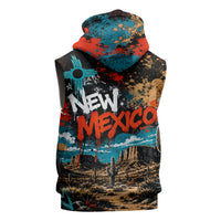 New Mexico Desert Road Sign Sleeveless Zip Hoodie Zia Symbol Grunge Paint Splatter Travel Graphic